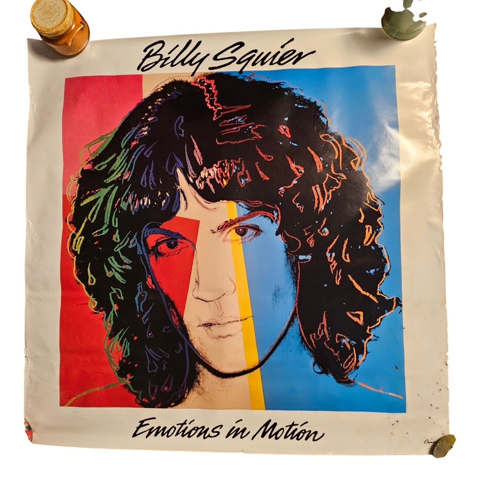 Billy Squier Emotions in Motion VTG 1982‎ Promo Poster 36x36 Capitol Andy Warhol